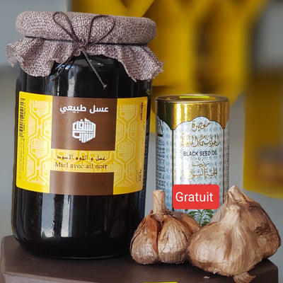 عسل مع الثوم الأسود Miel à l'Ail Noir 100 % naturel